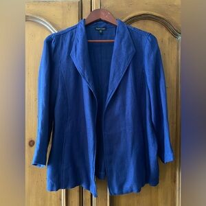 Eileen Fisher Large Open Front Jacket Linen Cotton Blazer